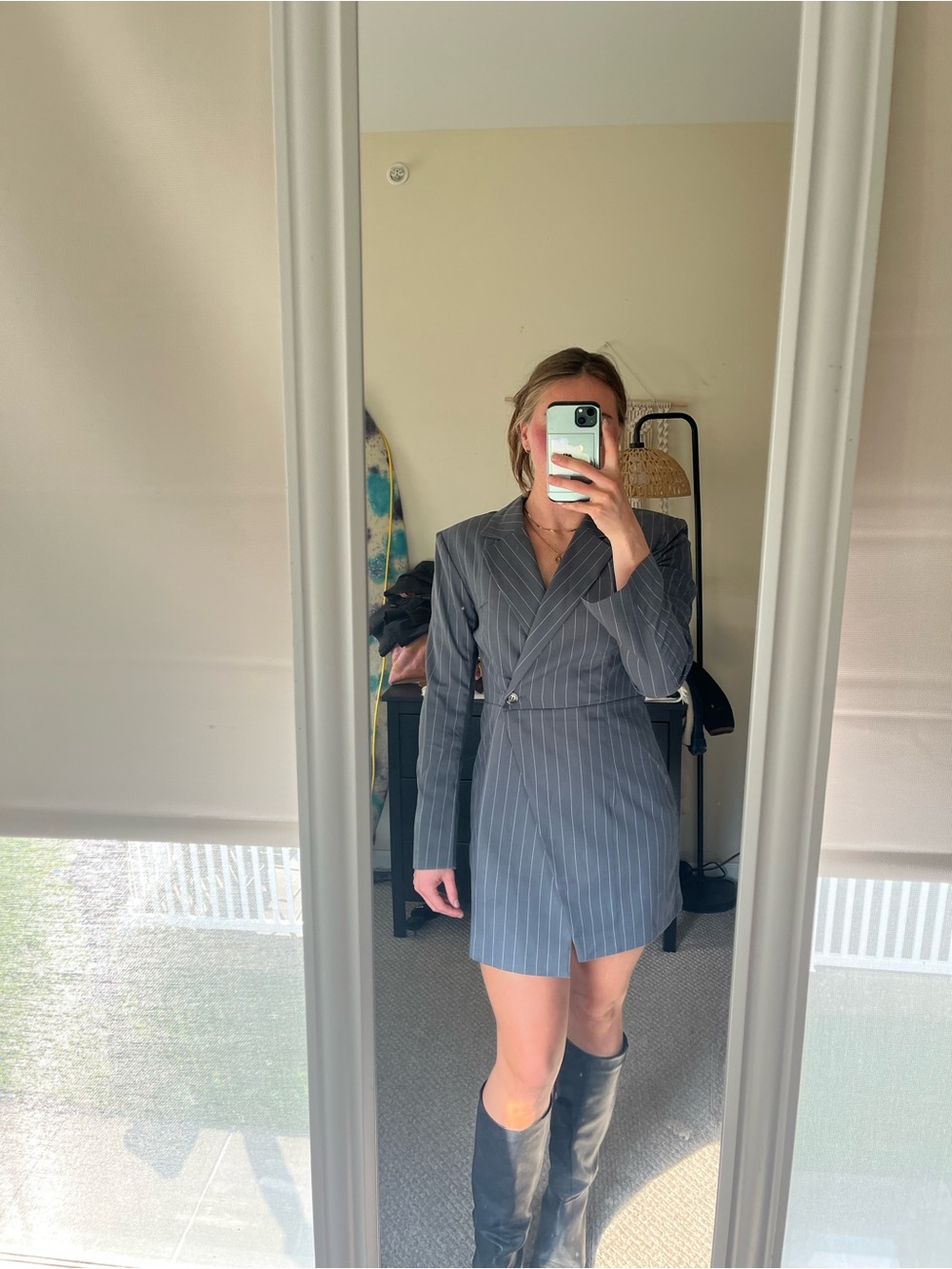 H&M Gray Pinstripe Blazer